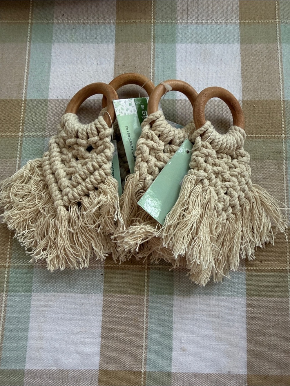The Spring Shop Macrame Napkin Holders NWT 4